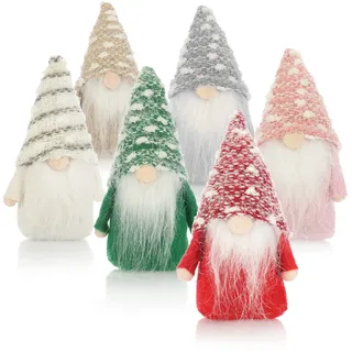 com-four® 6X Premium Weihnachts-Wichtel 14cm - Weihnachtsdeko - winterliche Zwergen-Figur - Dekoartikel - skandinavische Deko-Trolle - schwedischer Gnom mit Bart und Wintermütze
