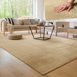 Teppich PACO HOME "Cadiz 630" Teppiche Gr. B/L: 240 cm x 340 cm, 14 mm, 1 St., beige Esszimmerteppiche Uni-Farben, besonders weich, waschbar, auch als Läufer erhältlich