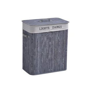Wäschekorb mit 2 Tragegriffen grau Bambus Kunststoff B/H/L: ca. 32x63x52 cm - grau