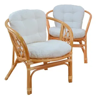moebel-direkt-online Rattansessel Sonja 2er-Set mit Kissen 75 x 80 x 80 cm Gelb