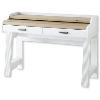 Innostyle Stella Trading JASMIN Sekretär Schreibtisch in Pinie hell, Artisan Eiche Optik - Bürotisch mit Schubladen und ausziehbarer Tischplatte - Landhausstil Büromöbel Komplettset - 120 x 84 x 53 cm (B/H/T)