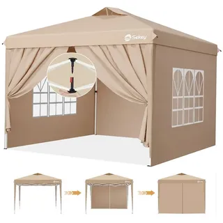 Sekey Faltpavillon 3 x 3 m inkl. 4 Seitenteile Taupe