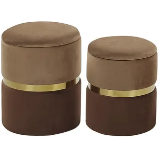 Beliani Pouf 2er Set aus Samtstoff braun Ottoman Sitzpouf WICHITA