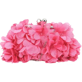 Milya Damen Clutch Blumen Elegante Brauttasche Hochzeit Party Kleidertasche Abendtasche Handtasche mit Kette Kiss Lock, Rosa - 24*4*13cm