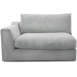 CAVADORE Sofa-Modul "Fiona"mit Armteil links / individuell kombinierbar als Ecksofa, Big Sofa oder Wohnlandschaft / 138 x 90 x 112 / Webstoff hellgrau