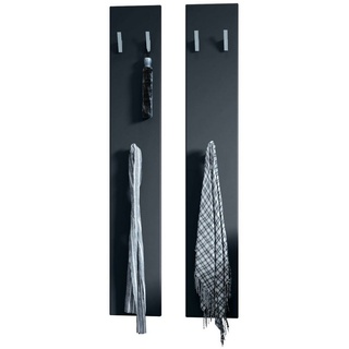 Vladon Garderobenpaneel »Wandpaneel 140« (Garderobenpaneel, bestehend aus 2 Paneelen), Schwarz matt (je 24 x 140 x 2 cm) schwarz