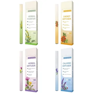 Herbal Diffuser Pen,4 Stück Herbal Purifier,Kräuter-Lungenreiniger,Natural Inhaler Stick for Breathing Ease,Diffusoren Pen Orale Erfrischung,Reinigender Körper Minzextrakten Atmung