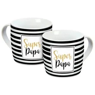 Geda Labels Tasse Super Papa Streifen 0,3 l Schwarz