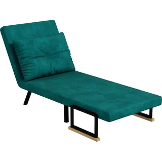 HOMCOM Schlafsessel mit 5-stufig verstellbarer Rückenlehne, Klappbarer Schlafsessel mit Kissen für Wohnzimmer, gepolsterter Stoffbezug, Stahl und Holz, 63x73x81 cm, Grün   Aosom
