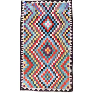 Nain Trading Orientteppich Kelim Fars Antik 174x306 Handgewebter Orientteppich / Perserteppich, rechteckig, Höhe: 5 mm blau|lila