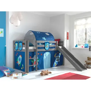 Vipack Hochbett Pino 218 x 210 x 214 cm Kiefer massiv grau lackiert