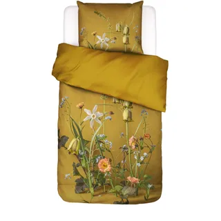 ESSENZA Bettwäsche Ficaria Flower Ochre, 155x220 cm + 1x 80x80 cm - 100% Bio-Baumwollsatin 215TC - Blumen