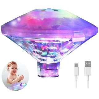 Caxmtu Schwimmende Pool Led Wanne Lichter Lampe Whirlpool Lichter Wiederaufladbare Poolbeleuchtung für Bad Disco Teich Kind Bad Spielzeug, 7 Modi