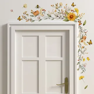 Pflanzen- Und Blumen-wandtattoos, Hängende Blumenranken, Retro-wandaufkleber, Gänseblümchen-wandtattoo Für Wohnzimmer, Schlafzimmer, Büro, Tv-raum, Sofa, Badezimmer – Wanddekoration
