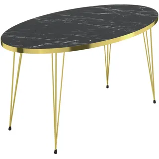 [en.casa] Couchtisch Skævinge 43x90x50cm Marmor, schwarz / Gold