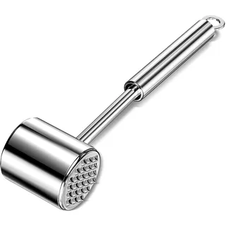 Relota Fleischklopfer aus 304 Edelstahl, Schnitzelklopfer 27 cm Lang Fleischhammer Doppelseitig Silber, Fleischplattierer Spülmaschinenfest, Meat Tenderizer für Schnitzel, Steak, Rindfleisch