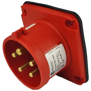 TP Electric CEE Einbaustecker mit Phasenwender gerade 5P 16A 400V IP44 75x75