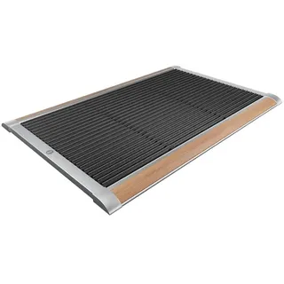 Outdoor-Fußmatte New Standard RiZZ Teak/Aluminium silberfarben braun, Designer Trudie Zuiddam/WELL design, 90x2.2x60 cm