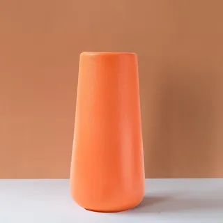 Orangefarbene Keramikvase, 19,6 cm hoch, minimalistische, moderne Heimdekoration, mattes Design für Kamin, Schlafzimmer, Küche, Wohnzimmer, Tafelaufsätze, Büro, Schreibtisch, geeignet für getrocknete
