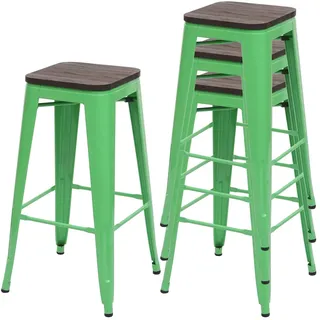 Proregal Barhocker 76 cm Holz Metall stapelbar Grün