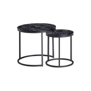 Couchtisch 2er-Set. schwarz Marmor Optik schwarz