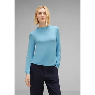 Langarmshirt STREET ONE Gr. 38, blau (light aquamarine blue meliert) Damen Shirts Jersey in Melange Optik