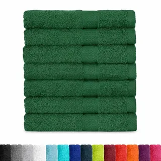BaSaTex Baumwolle Handtuch, 8er Pack, 50x100 cm, Dunkelgrün | 100% Baumwolle, Öko-Tex Made in Green, Aufhängeschlaufe, 500gm2, langlebig & saugstark