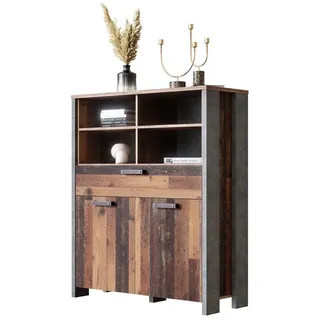 Newroom Sideboard Old Wood 107 cm, Sideboard Old Wood Beton Optik Vintage Industrial Highboard Anrichte beige