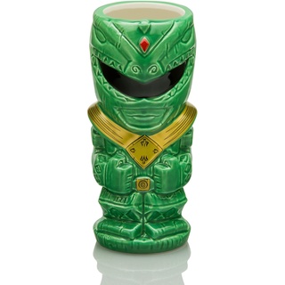 Geeki Tikis Power Rangers Green Ranger Keramiktasse, 473 ml, Cocktail-Becher, Bierbecher, Glaswaren für Likör, tropische Trinkgläser für Heim-Barzubehör-Dekoration, mächtige Morphin Geschenke