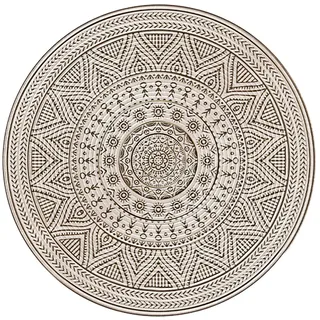 Trayosin Runder Teppich, Waschbar Teppiche Vintage Böhmischen Rund Teppich Rutschfestes Baumwolle Teppiche für Wohnzimmer Schlafzimmer (Y14,60cm Durchmesser)