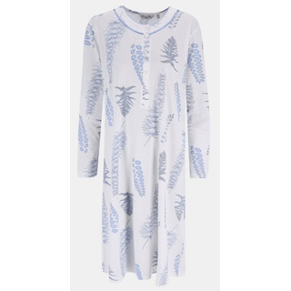 Hajo Nachthemd Damen Nachthemd mit langem Arm (1-tlg) mit Knopfleiste blau 40-42