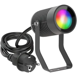 ledscom.de Gartenstrahler SHINGA für außen, IP65, Stecker, anthrazit, inkl. GU10 RGB Lampe, smart, 473lm, warmweiß - kaltweiß
