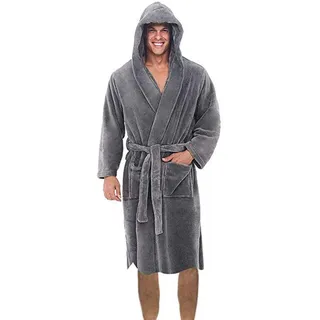 Octopus Kuscheliger Herren Bademantel mit Kapuze Morgenmantel Saunamantel extra weich f5581 - 4XL