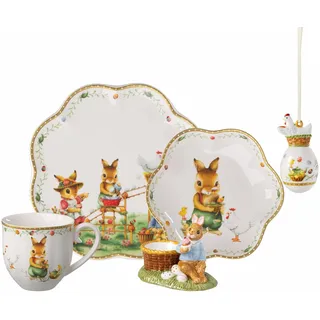 Villeroy & Boch – Annual Easter Edition Set 2026 bunt – Ostern: Becher, Teller, Schale, Eierbecher und Ornament – Oster Keramik – Limitiertes Sammlerstück – Premium Bone Porzellan