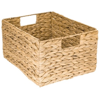 HMF Aufbewahrungskorb, faltbarer Korb geflochten aus Wasserhyazinthe Seegras Größe L 36 x 28 x 20 cm