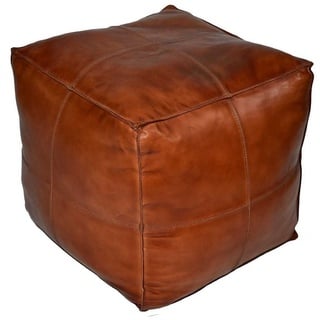 Casa Moro Pouf Orientalisches Leder-Sitzkissen Sunyata braun 45x45x45cm Handgefertigt (Echt-Leder Sitz-Hocker quadratisch), ein Polsterhocker für einfach schöner Wohnen HH2813 braun