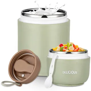Edelstahl Porridge Becher, 720 ml Leck-proof Joghurt Cup, Doppelschicht leckagesichere Joghurt Tasse