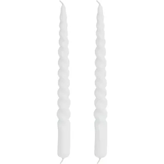 2er Set Stabkerzen Lene | gedreht | weiß | 25cm lang | ohne Duft | Tafelkerze Leuchterkerze Spitzkerzen spiralförmig