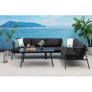 Mandalika Aluminium / Rope Lounge Set Lido Sitzgruppe - Silber
