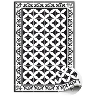 Tulup Vinyl Teppich 100 x 150 cm Schwarz/Weiß