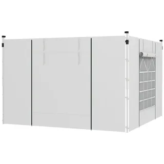 MC Star Pavillon Seitenteile 2er Set Seitenwände mit Fenster & Tür, für 3x3/3x6 m Partyzelt, Oxford, Weiß weiß