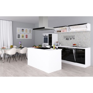 Küche Küchenzeile Inselküche Weiß Schwarz Amanda 310 cm Respekta Premium