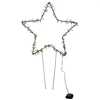 XL LED Weihnachtsstern Gartenstecker mitTimer - 60 cm / 140 LED - Garten Deko Beleuchtung Batterie betrieben - Weihnachten Advent Winter Stern Stecker beleuchtet für Außen