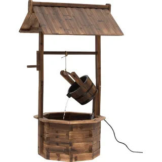Outsunny Gartenbrunnen Zierbrunnen Wasserfall massiv aus Holz 68 x 57 x 118 cm regulierbar in Braun für Garten & Terrasse   Aosom.de
