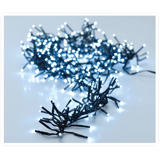 LED Büschel Lichterkette kaltweiß - 1512 LED / 11m - Cluster Lichterkette mit 8 Funktionen und Speicherchip - Weihnachtsbaum Lichter Deko für Innen und Außen in kaltem weiß (2016 LED / 14,6m)