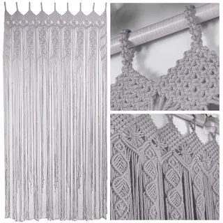 ECO Friendly Homeware VNCK Makramee Vorhänge Boho, Perlenvorhänge für Türen, Makramee Wandbehang, Perlen-Türvorhang, Boho-Hintergrund, hängende Perlen für Türen, Perlenvorhang L77 x B35, Grau