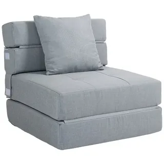 HOMCOM Sessel Einzelsofa mit Kissen, Klappsessel, 2-in-1 Design (Schlafsessel, 1-St., Bettsessel), bis 120 kg Belastbar, Blau grau