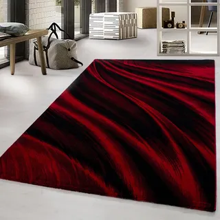 Teppich »Miami 6630«, rechteckig, Kurzflor, Wohnzimmer, 67837562-4 rot/schwarz 12 mm