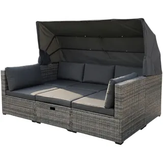 Lounge Set "Nola" mit Sonnendach inkl. Kissen und Beistelltisch, ca. 209 x 72 x 72 cm - Anthrazit