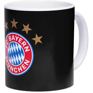 FC Bayern München Tasse - 5 Sterne Logo - schwarz, weiß oder rot FCB Kaffeetasse Farbe Schwarz
